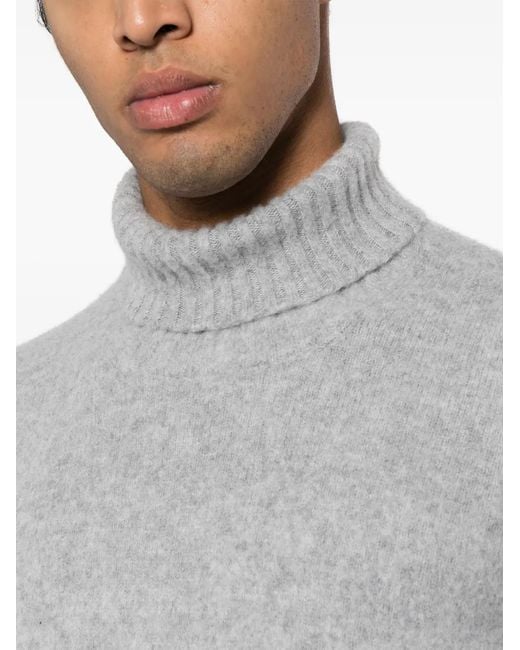 Drumohr Gray Roll-Neck Lambs Wool Jumper for men