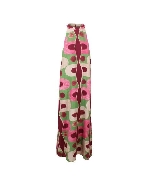 PHILIPPA 1970 White Noemi Geometric-Print Halterneck Dress