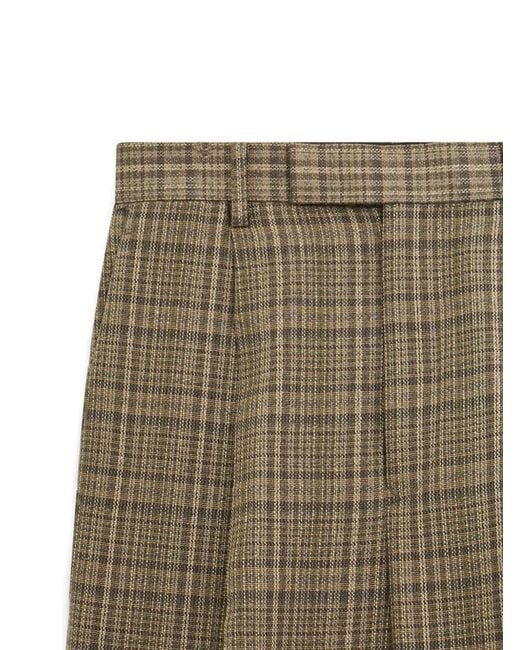 Auralee Green Check-Pattern Pleated Trousers