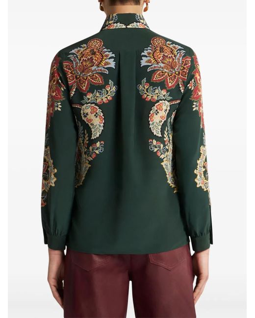 Etro Green Lush Paisley Silk Shirt