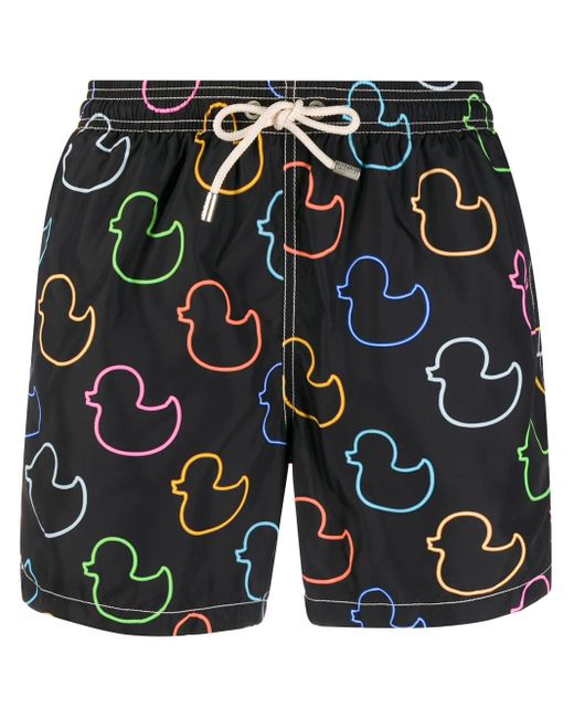 Mc2 Saint Barth Black Neon Ducky Swim Shorts for men