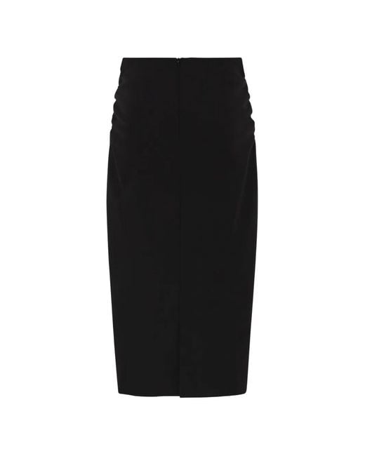 Max Mara Black Draped Pencil Midi Skirt