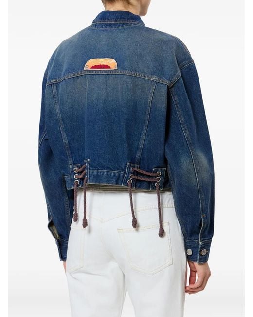 Isabel Marant Blue Demia Embroidered-Patches Denim Jacket