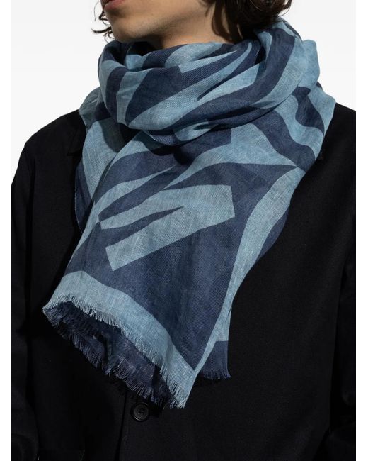 Moschino Blue Logo-Print Scarf