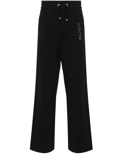 Balmain Black Wide-Leg Cotton Track Pants for men