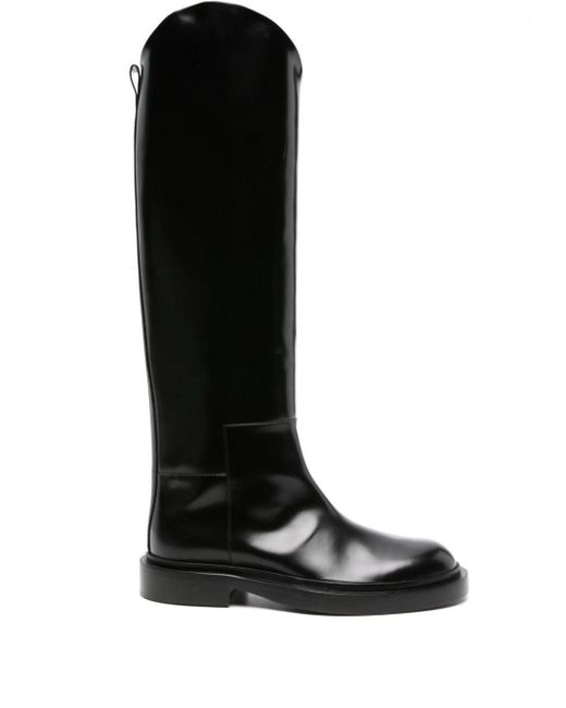 Jil Sander Black Asymmetric Leather Boots