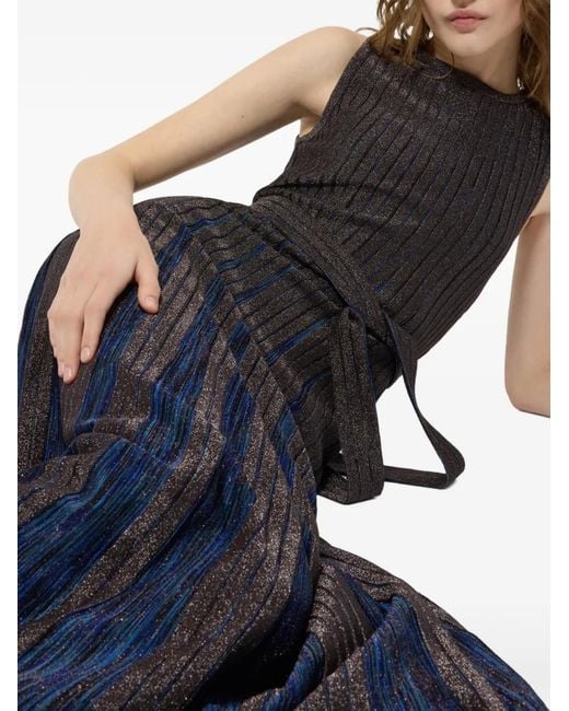 Missoni White Metallic-Thread Belted Maxi Dress