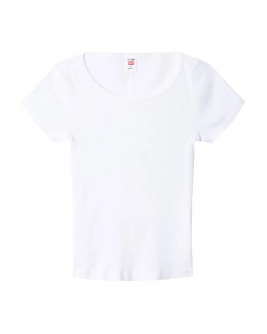 Re/done White Ribbed Round-neck Tee