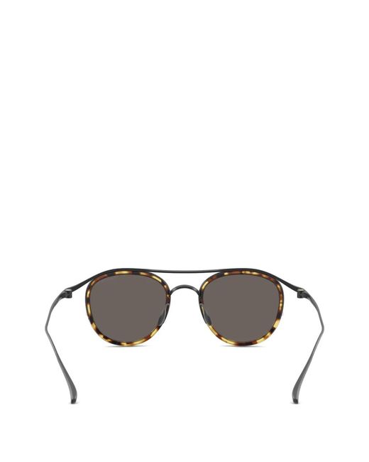 Giorgio Armani Gray Round-Frame Tortoiseshell Sunglasses for men