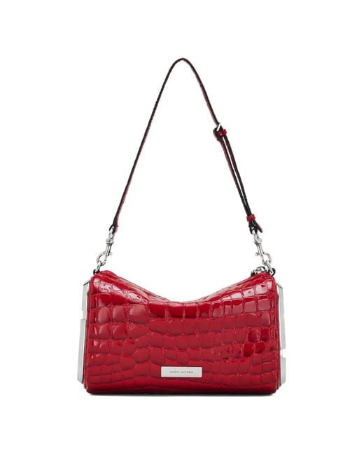 Marc Jacobs Red The Glossy Croc Snapshot Shoulder Bag