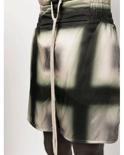 Rick Owens Black Geometric-Print Drawstring Shorts for men
