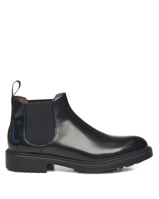 Doucal's Black Elastic-Band Leather Boots for men
