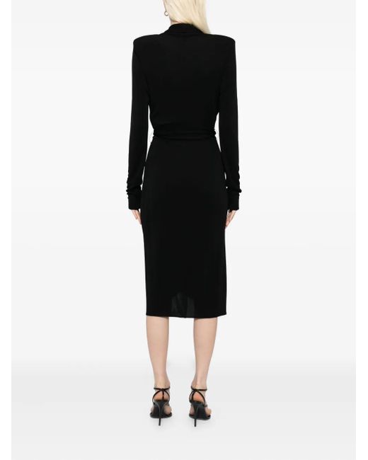 Tom Ford Black Long-Sleeves Wrap Dress