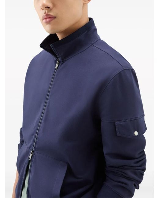 Woolrich Blue Zip-Up Cotton Track Jacket for men
