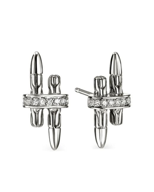 John Hardy White Ohrstecker Aus Sterlingsilber Mit Diamant