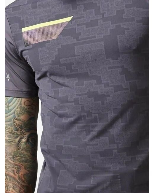 Reebok Blue Patterned Running T-Shirt for men