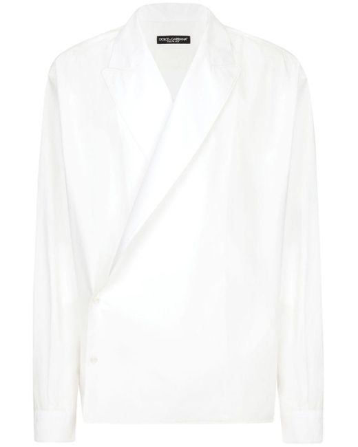 Dolce & Gabbana White Cotton Wrap Shirt for men