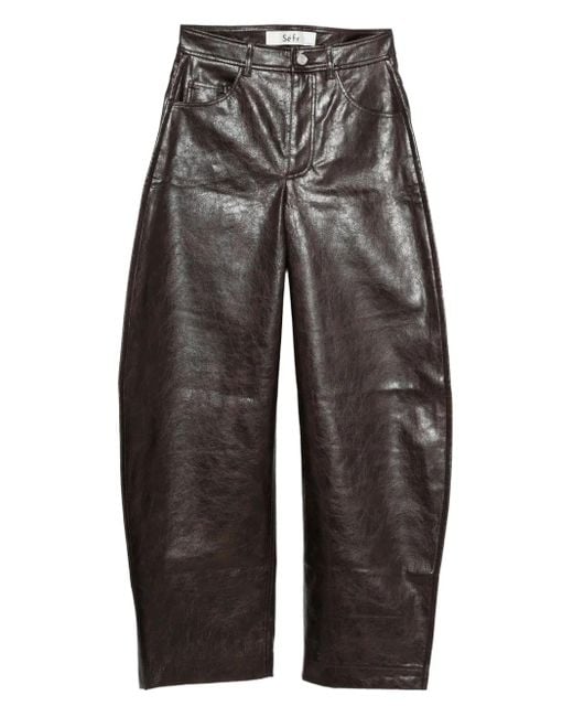 Séfr Gray Leather Flared Trousers