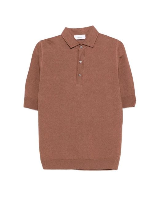Lardini Brown Buttoned Polo Shirt for men
