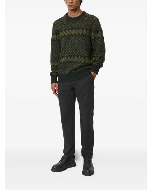Marc O' Polo Green Patterned Crew-Neck Sweater for men