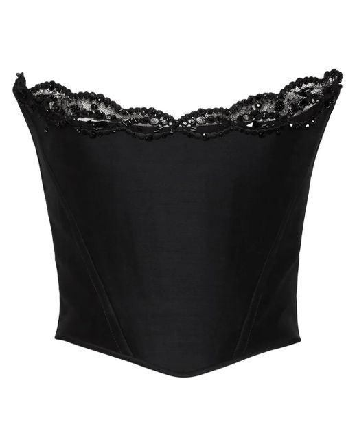 DSquared² Black Lace-Detail Corset Top