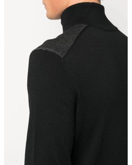 Boss Black Ribbed Half-Zip Jumper for men