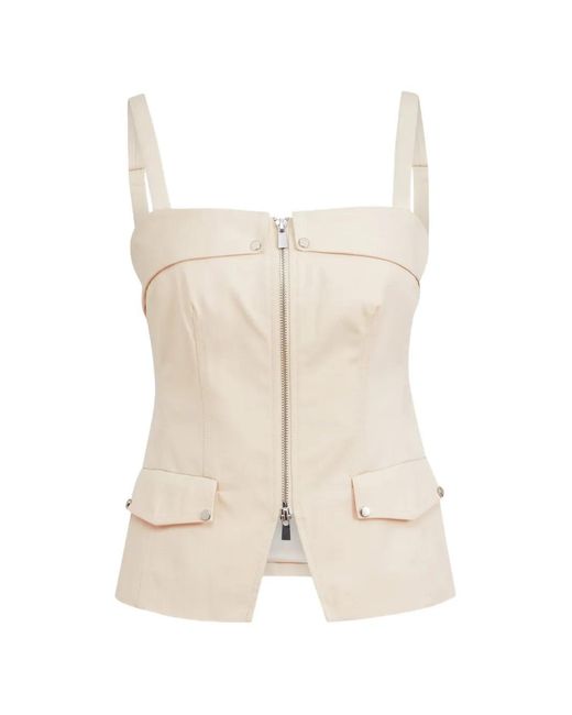 Toccin White Jayden Front-Zip Cotton Top