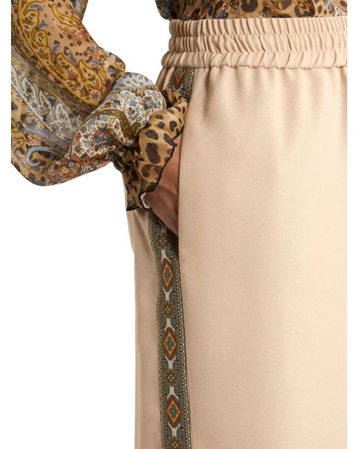 Etro Natural Drawstring Wide-Leg Trousers