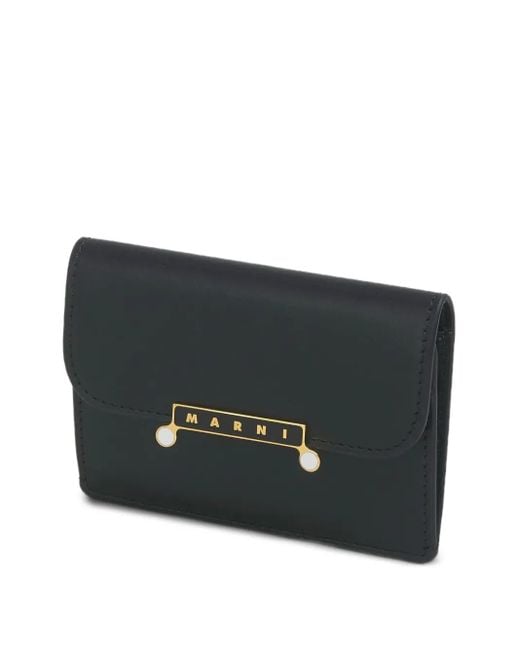 Marni Black Leather Envelope Card Holder