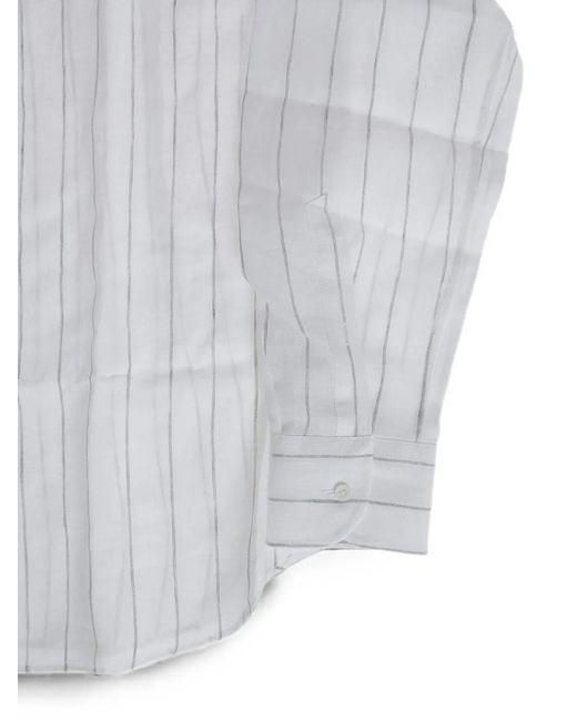 Corneliani Gray Striped Linen Shirt for men
