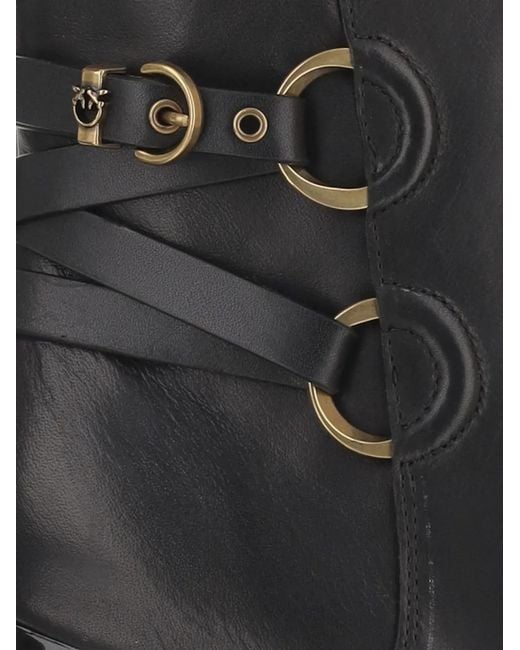 Pinko Black Buckle-Fastening Pointed-Toe Ankle Boots