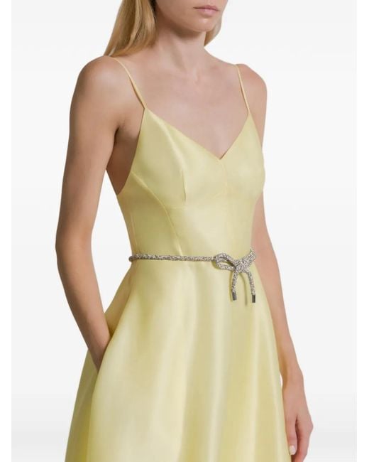 Alberta Ferretti Yellow Triple Organza Midi Round Dress