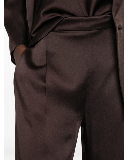 Max Mara Brown Satin-Finish Wide-Leg Trousers