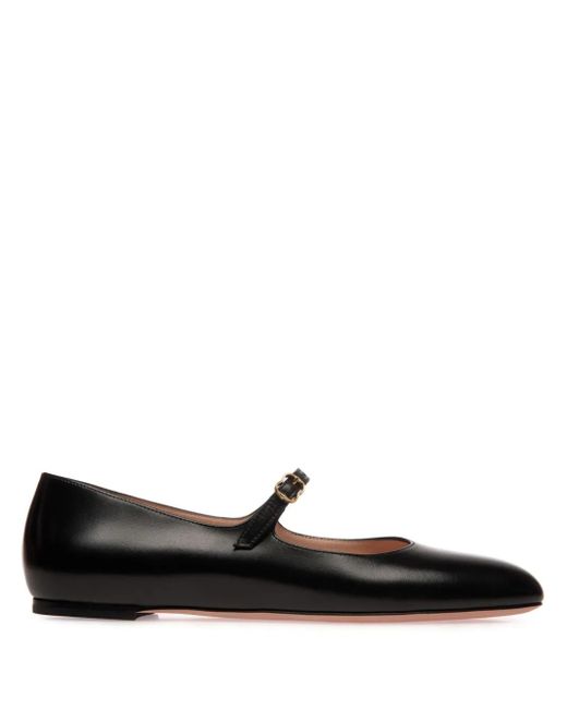 Bally Black Brushed Leather Mary-Jane Shoes
