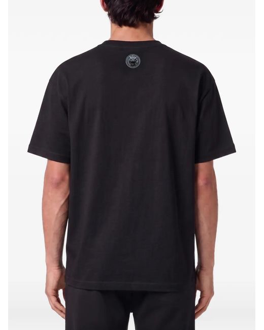 Philipp Plein Black Tiger-Print Logo-Print T-Shirt for men