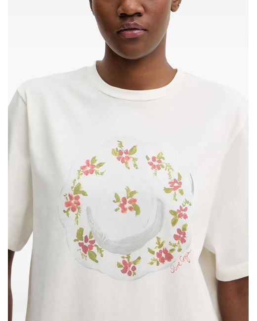 Stine Goya White Floral-Print T-Shirt