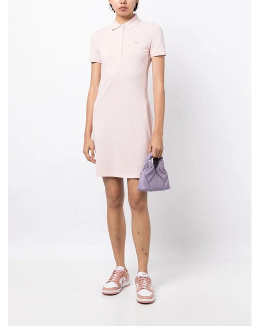 Lacoste Pink Logo-Patch Polo Dress