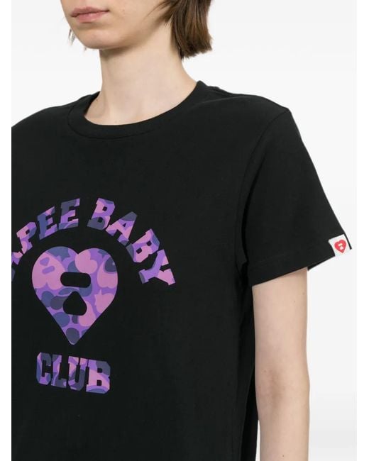 AAPE BY A BATHING AP Black Camo-Heart Logo T-Shirt