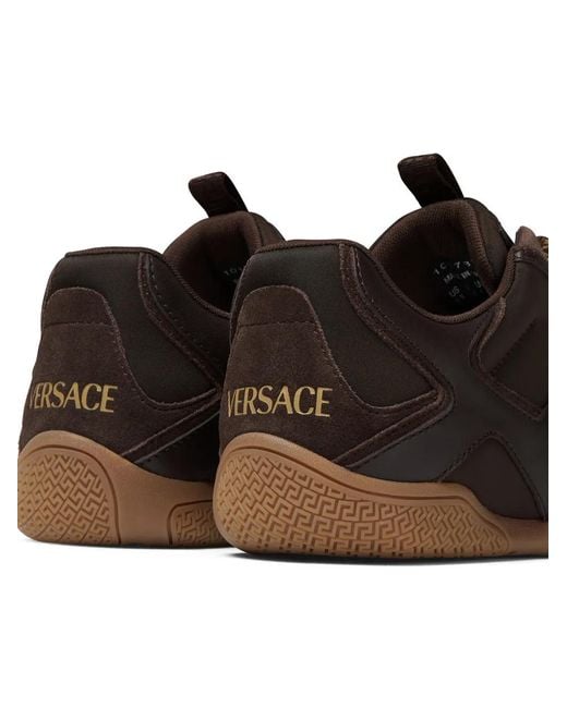 Versace Brown Galaxia Leather Sneakers for men