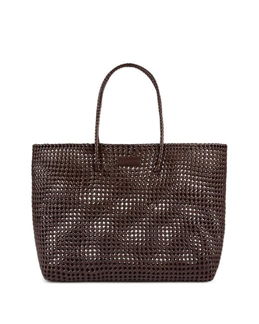 Sandro Brown Woven Tote Bag With Patch for men