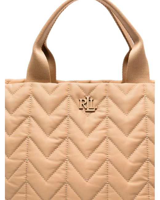 Ralph Lauren Natural Small Logo-Plaque Tote Bag