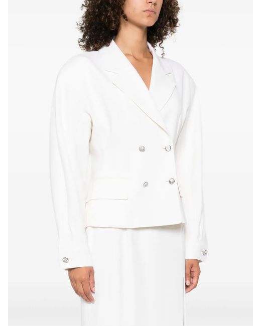Alessandra Rich White Crystal-Embellished Double-Breasted Jacket