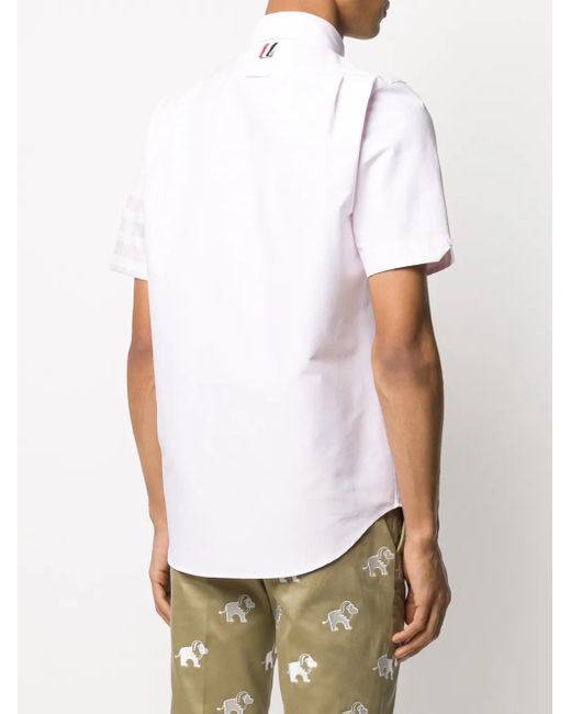 Thom Browne White Satin Weave 4-Bar Shirt for men