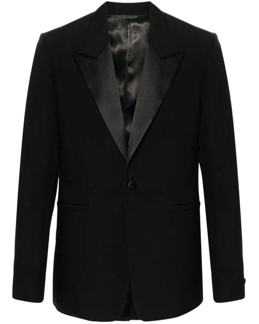 Givenchy Black Peak-Lapel Single-Breasted Wool Blazer for men