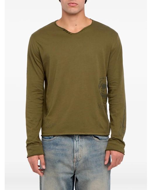 Zadig & Voltaire Green Monastir Henley T-Shirt for men