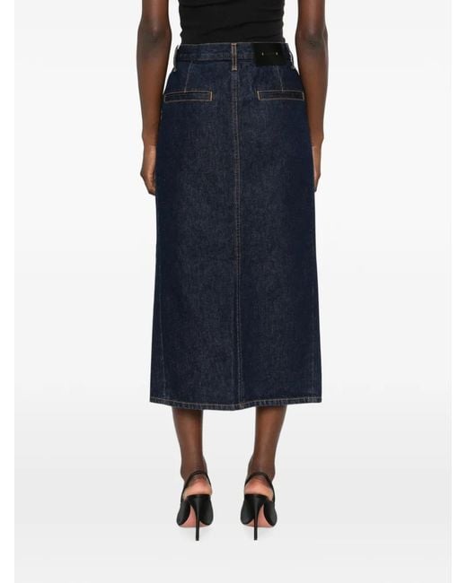 Khaite Blue Cotton Belt Loops Skirt With Four Pockets