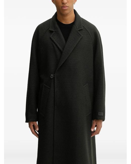 KENZO Black Manteau À Simple Boutonnage for men