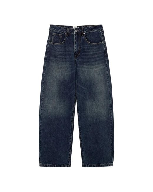 B+ AB Blue Jean Ample À Effet Délavé