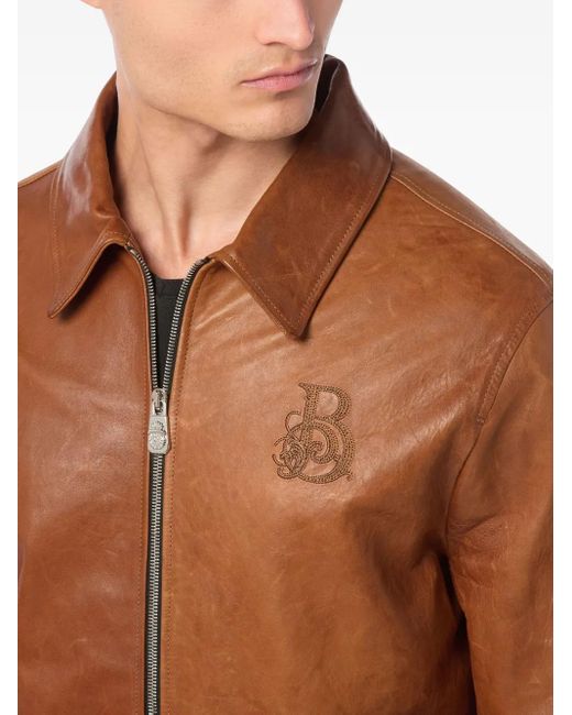 Billionaire Brown Logo-Embroidered Jacket for men