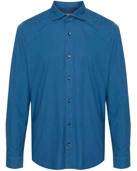 Tintoria Mattei 954 Blue Cutaway-collar Cotton Shirt for men